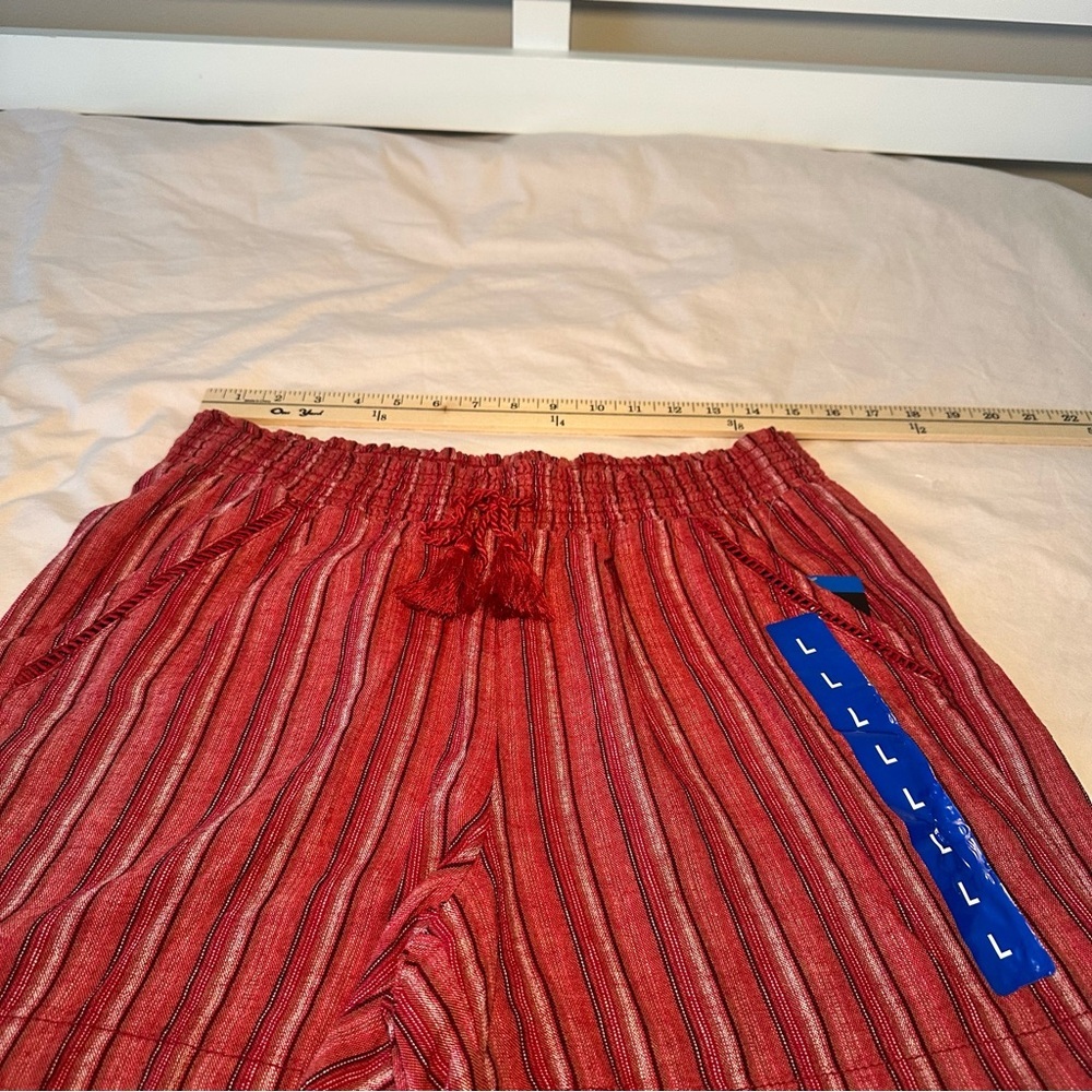 Briggs Women’s Striped Linen Blend Pull-On Shorts Red Size Large NWT - Picture 4 of 9